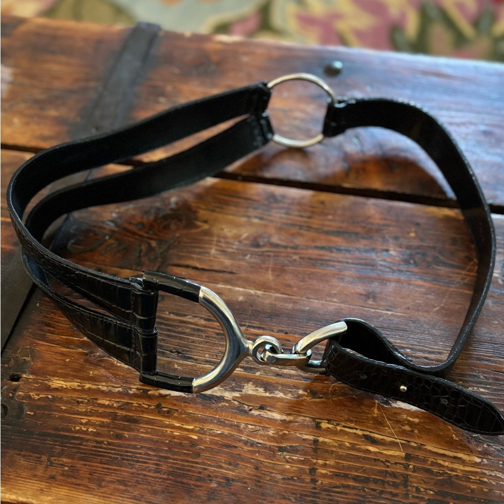 Black Leather Belt with Silver Buckle